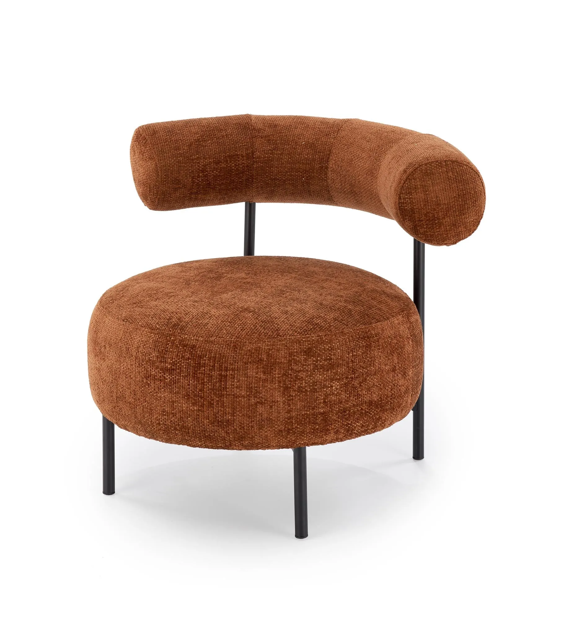 Fotoliu fix tapitat cu stofa, Hazard Ruginiu / Negru, l90xA82xH72 cm