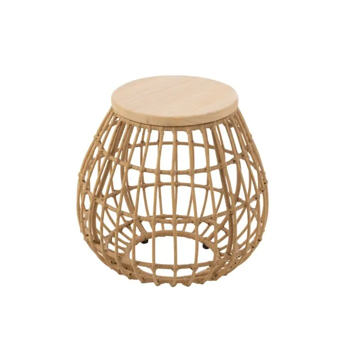 Zomara, table d'appoint exotique, rotin beige