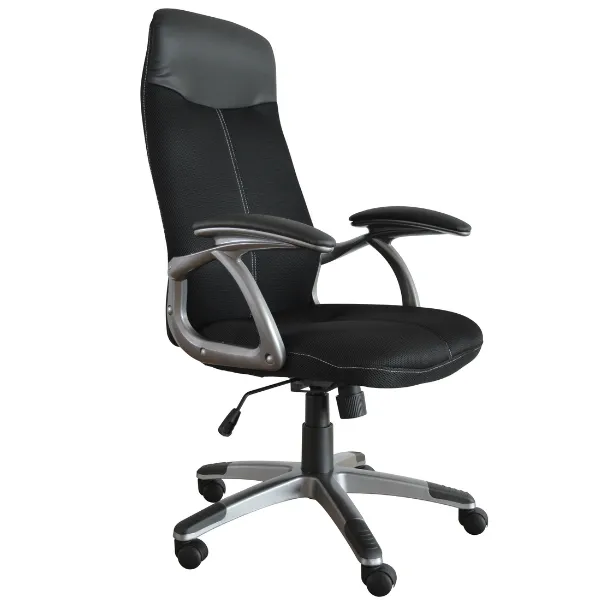 Chaise de bureau Tiana-tissu noir mat