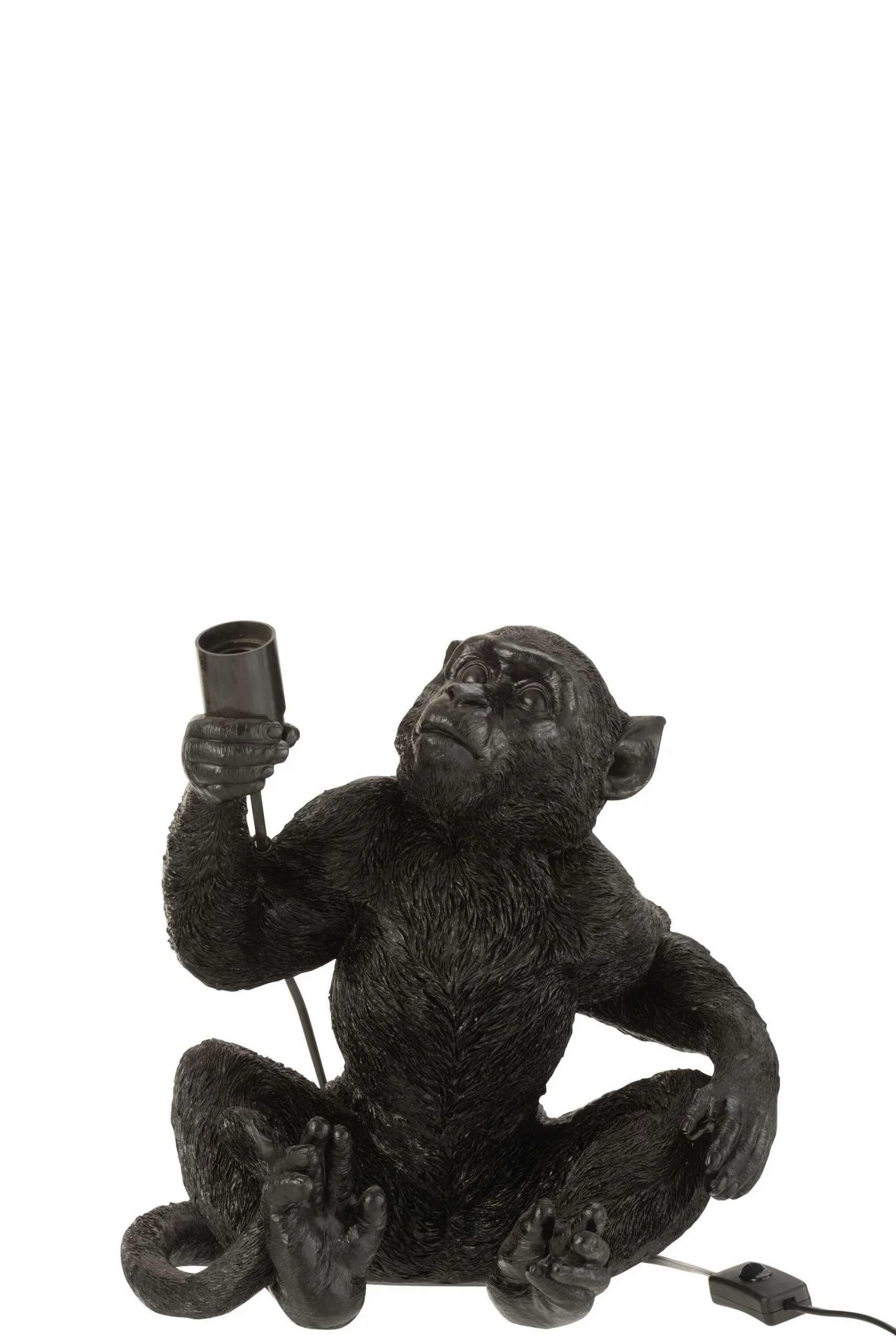 Lampe singe assis resine noir