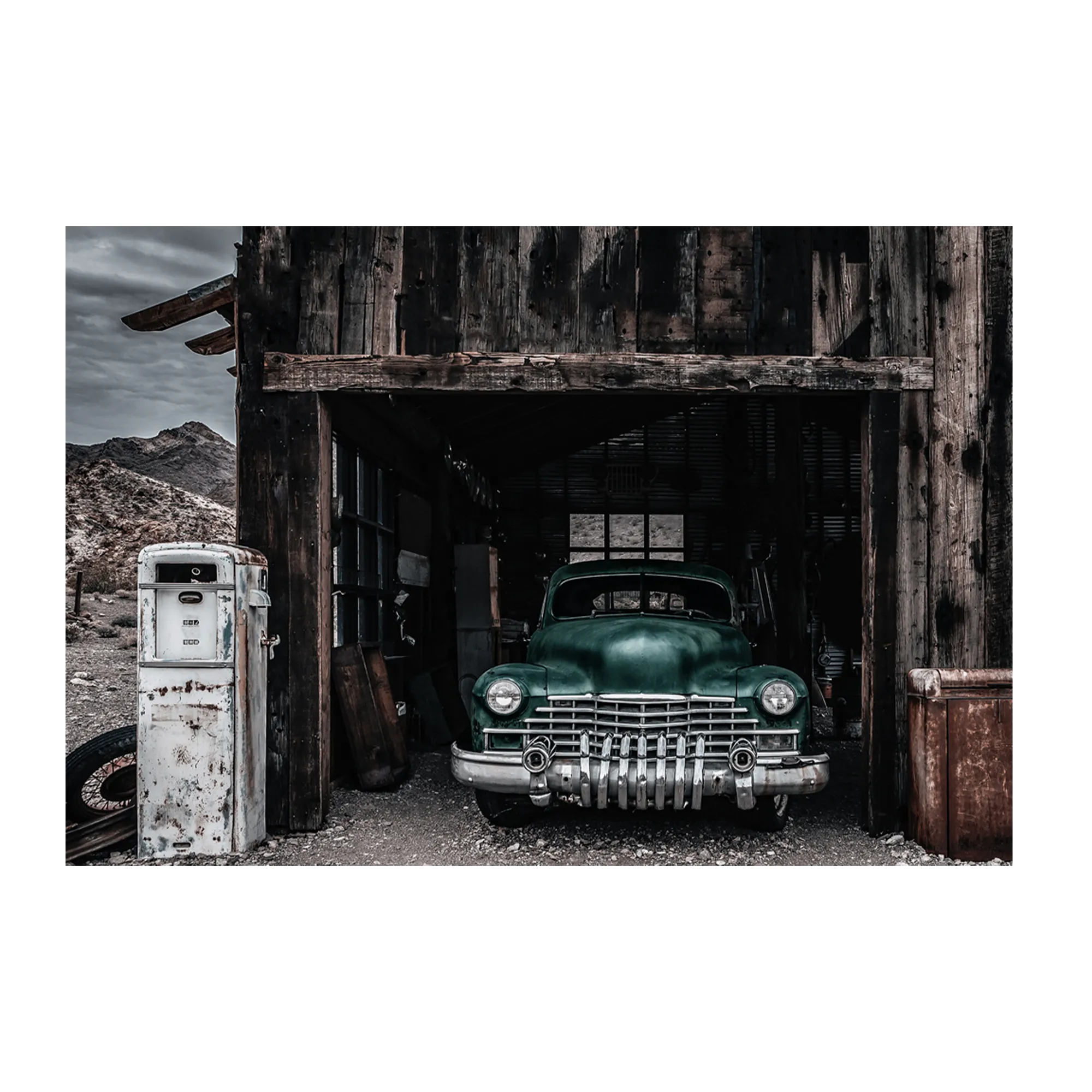 Tableau en verre GREEN CAR coloris gris - 4MURS