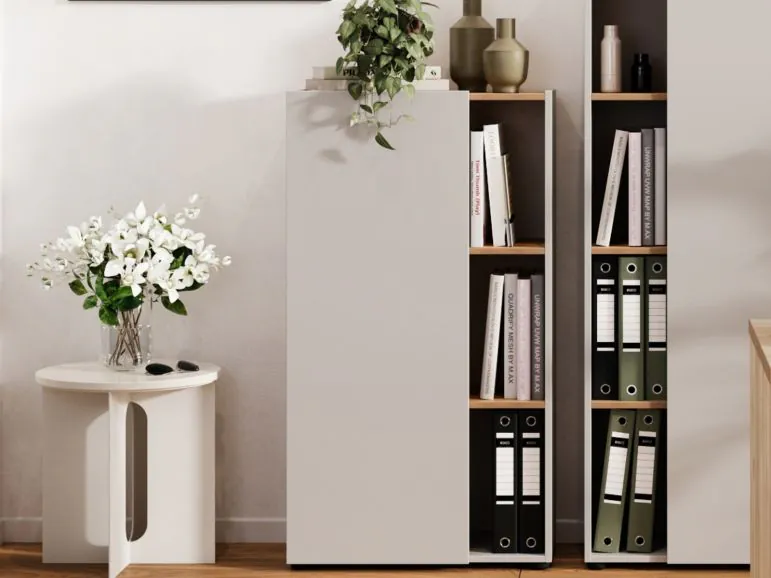 Armoire de bureau ADRIANO 2 étagères cachemire/chêne navarra