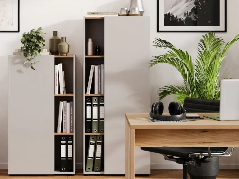 Armoire de bureau ADRIANO 3 étagères cachemire/chêne navarra