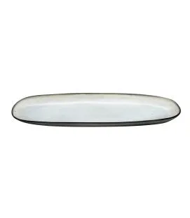 Plat ovale blanc grès émaillé 35,5 cm Shadow Medard De Noblat