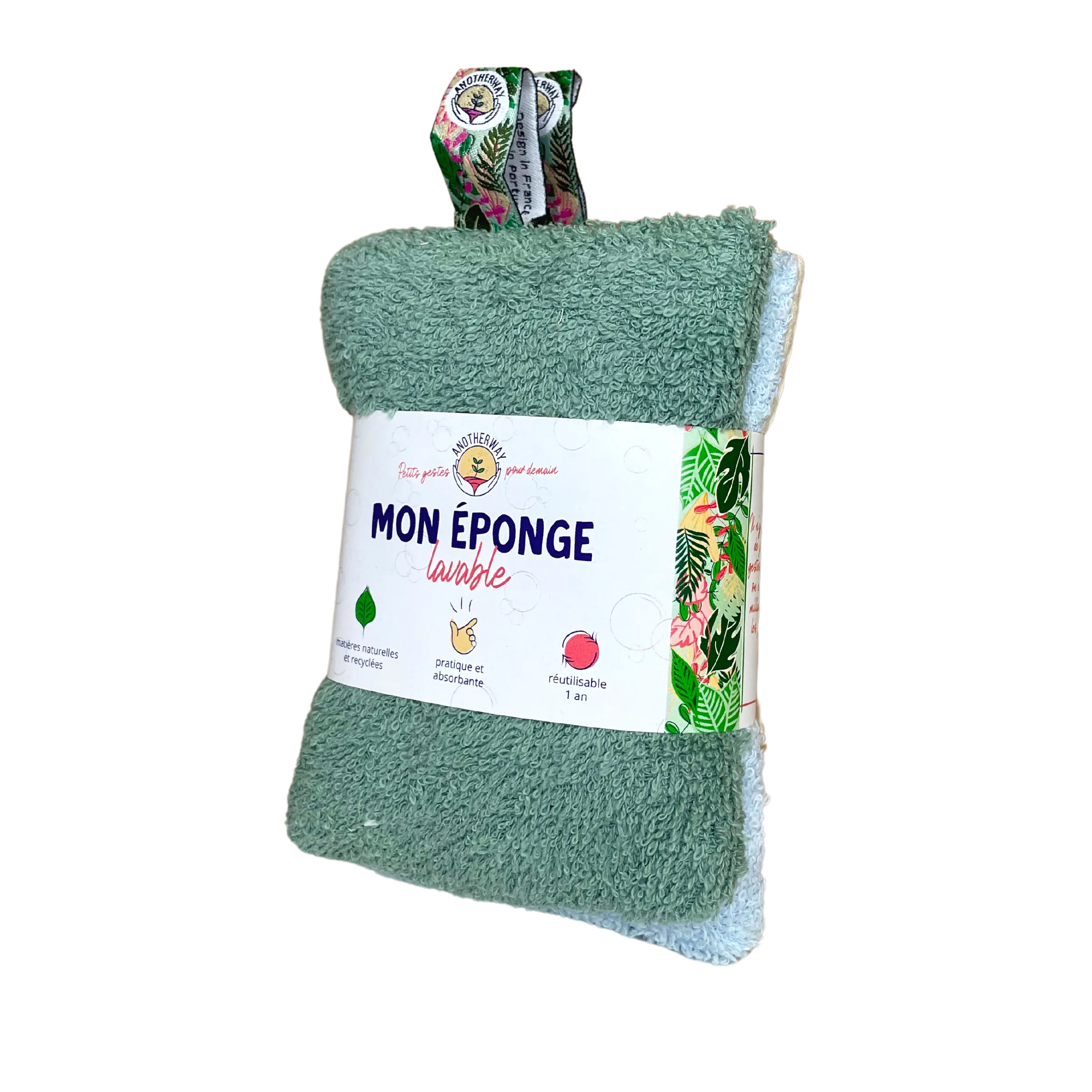 ANOTHER WAY Eponge DUO coloris Blanc et vert - 4MURS