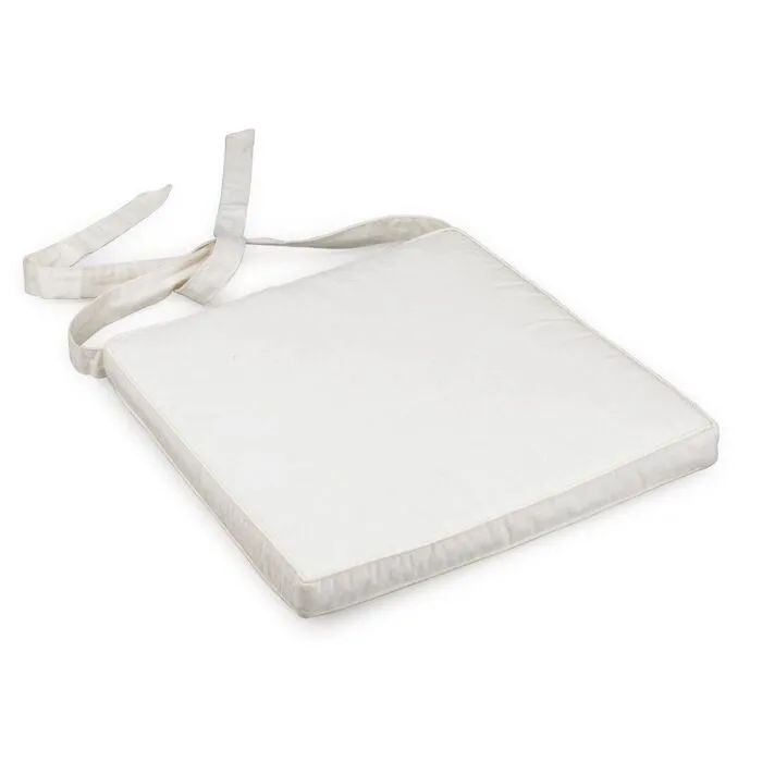 Coussin d'assise écru déhoussable avec lanières d'attaches