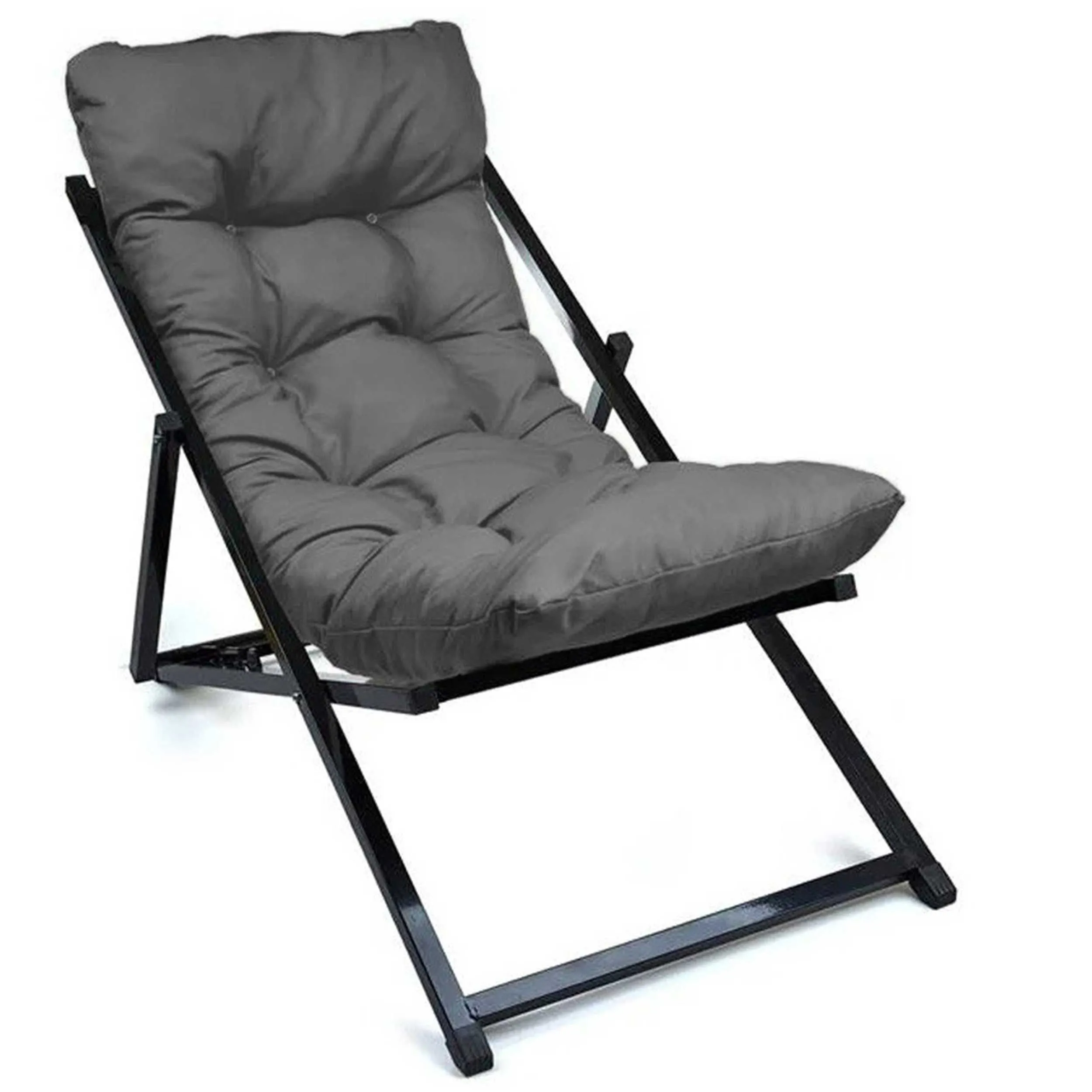 Chaise de jardin réglable Atelier del Sofa - métal et polyester - gris foncé