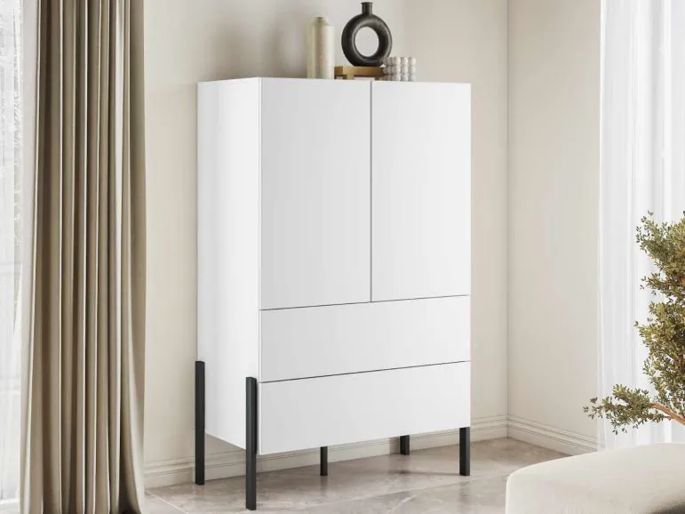 Armoire JUKAMI 2 portes 2 tiroirs blanc