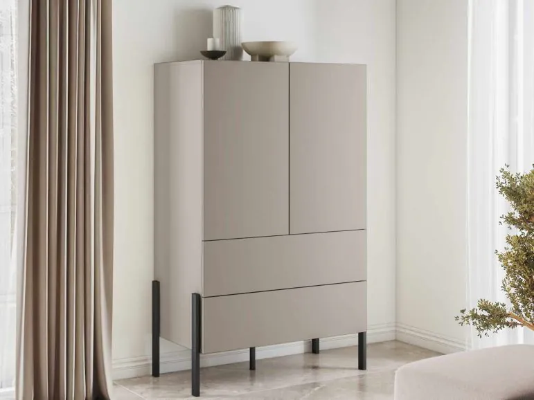 Armoire JUKAMI 2 portes 2 tiroirs cachemire