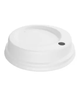 Couvercle rond blanc bagasse Ø 9 mm Huhtamaki (50 pièces)