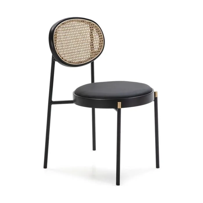 Silla, chaise contemporaine, rotin noir