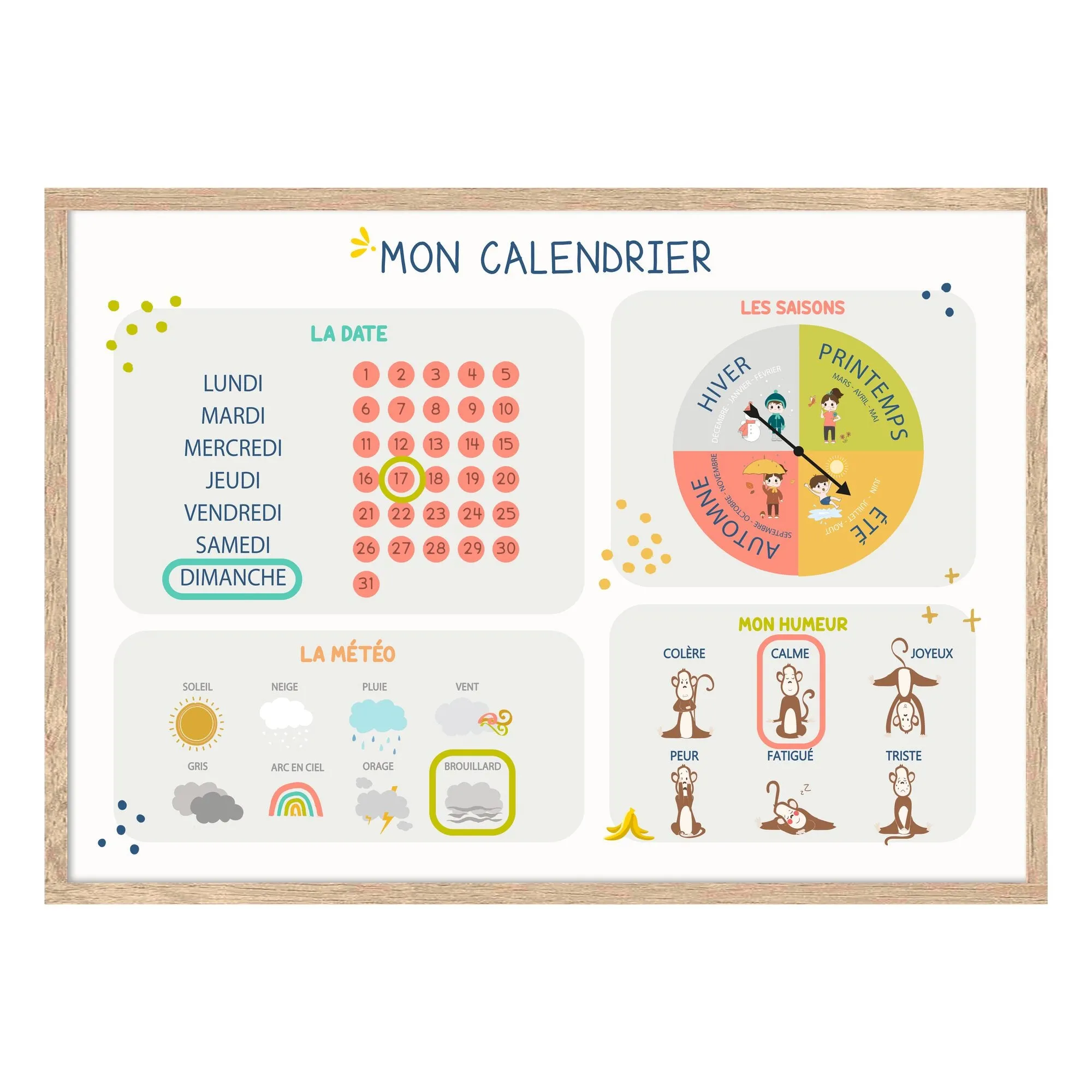 4MURS Tableau embelli MON CALENDRIER PERPÉTUEL multicolore - 4MURS