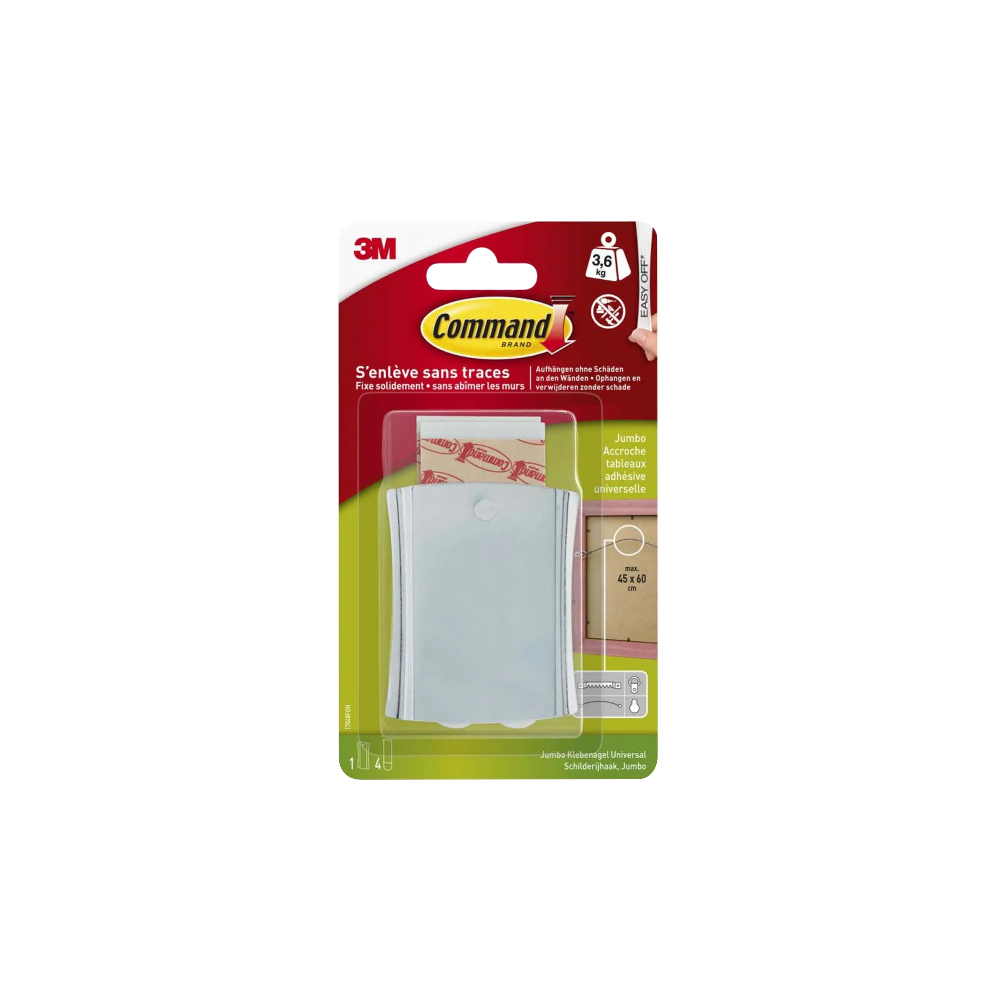 3M Fixation murale ACCROCHE CADRE TETE A CLOU MOYEN MODELE gris