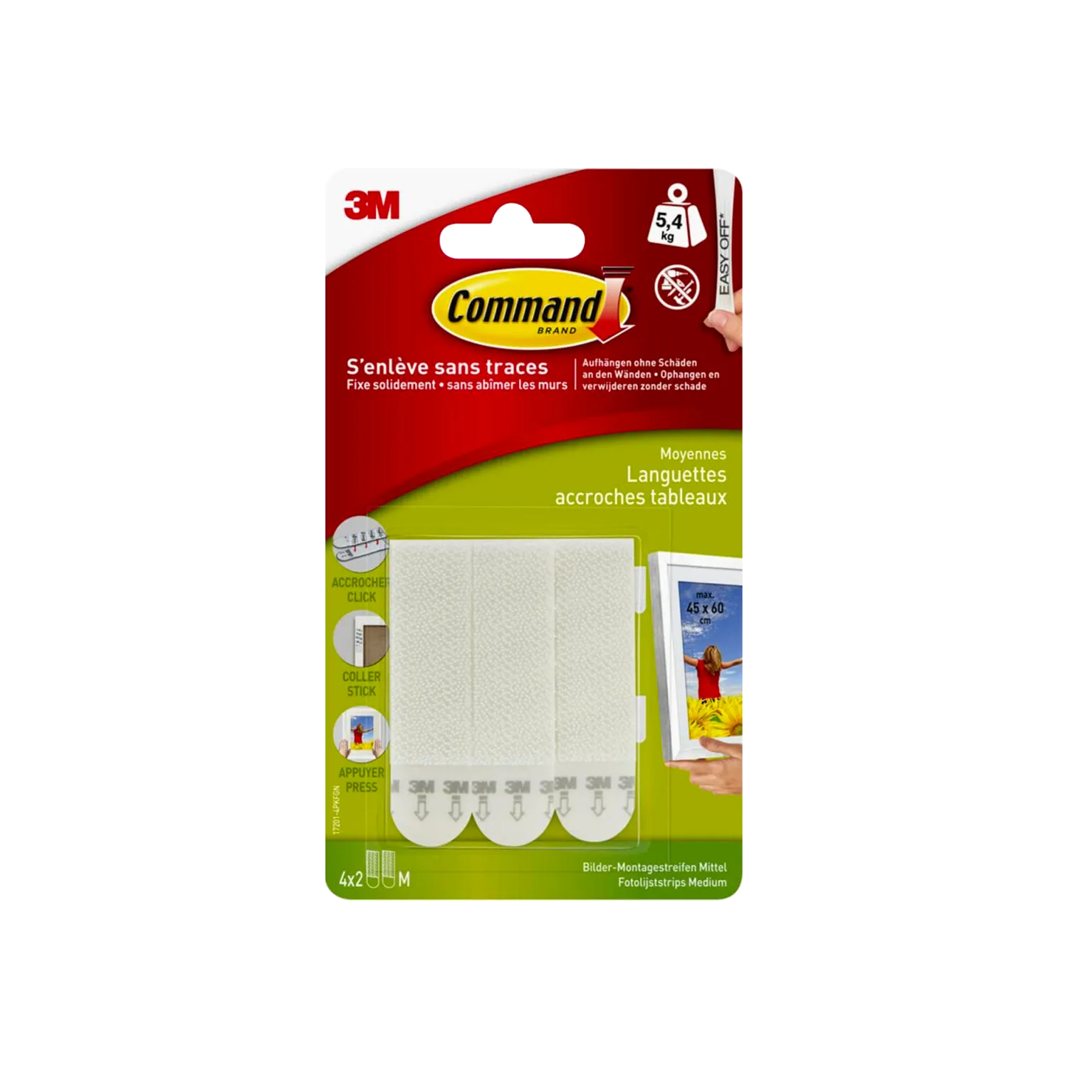 3M Fixation murale LANGUETTES TABLEAU MOYEN MODELE blanc - 4MURS