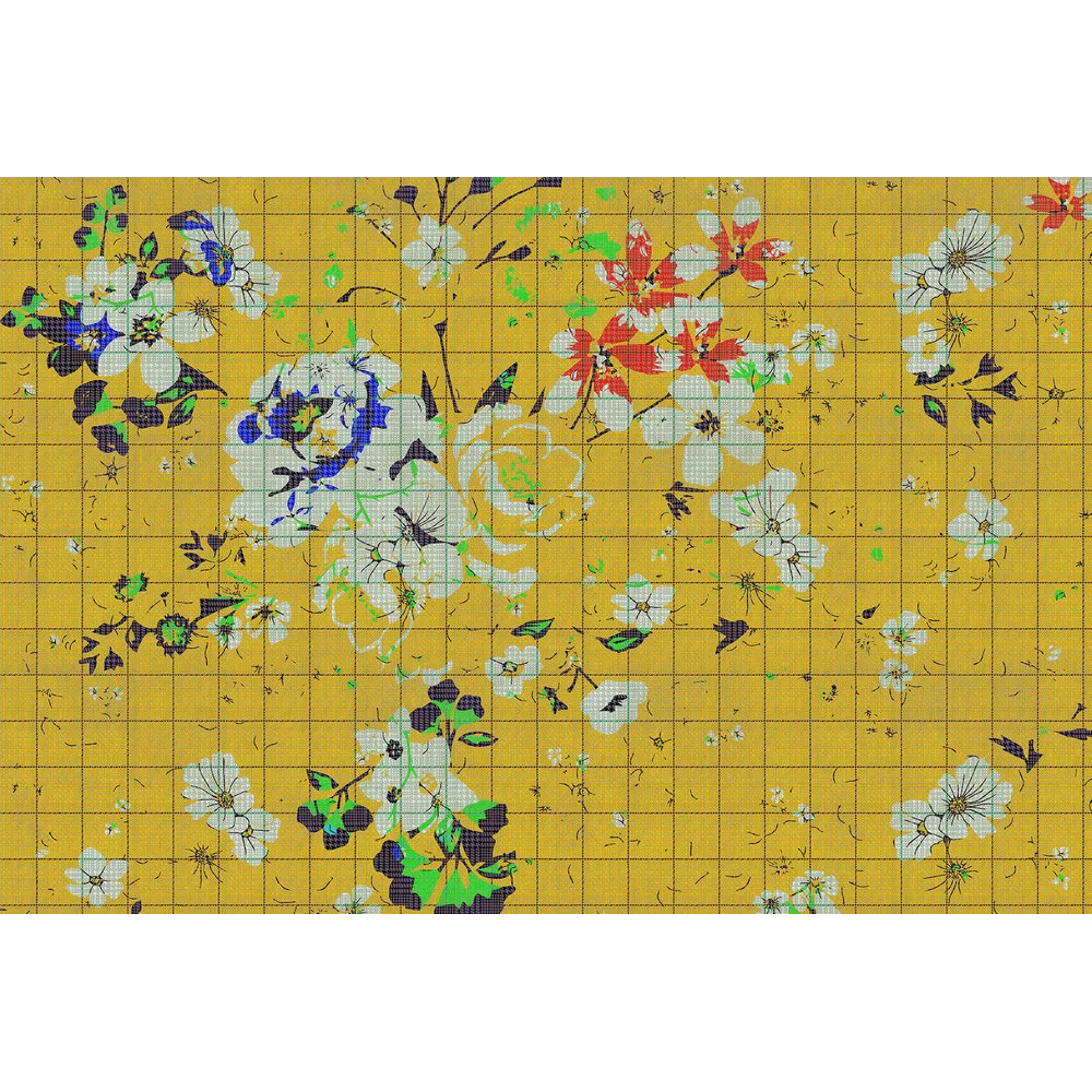 Papier peint panoramique XL FLAID 400 x 270 cm jaune bouton d'or