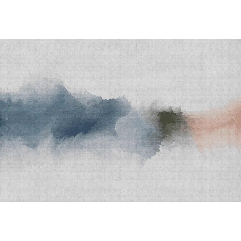 Papier peint panoramique XL INKY 400 x 270 cm bleu ciel et rouge orangé