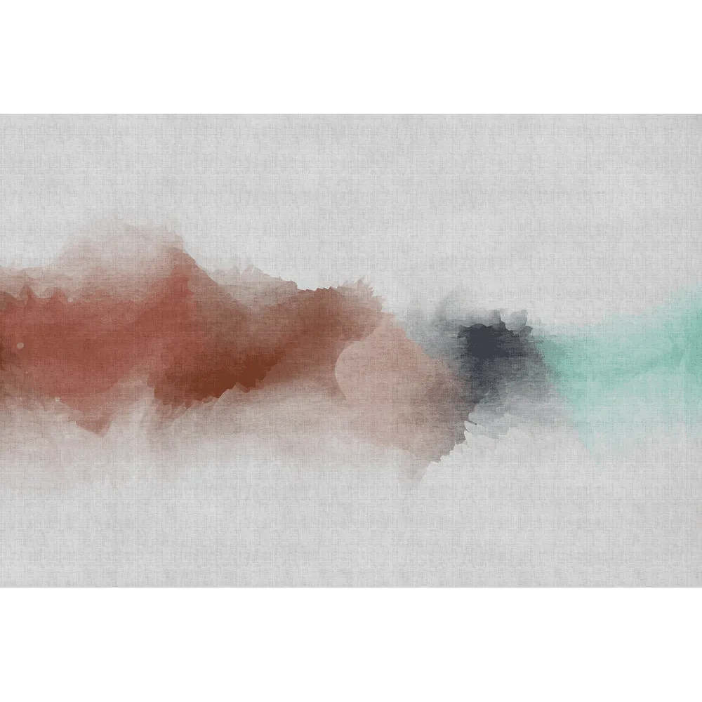 Papier peint panoramique XL INKY 400 x 270 cm rouge et vert d'eau