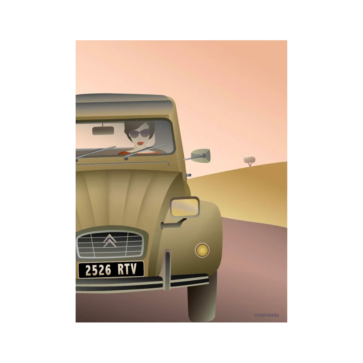 Vissevasse Affiche 2CV CITROËN 30 x 40 cm - 4MURS