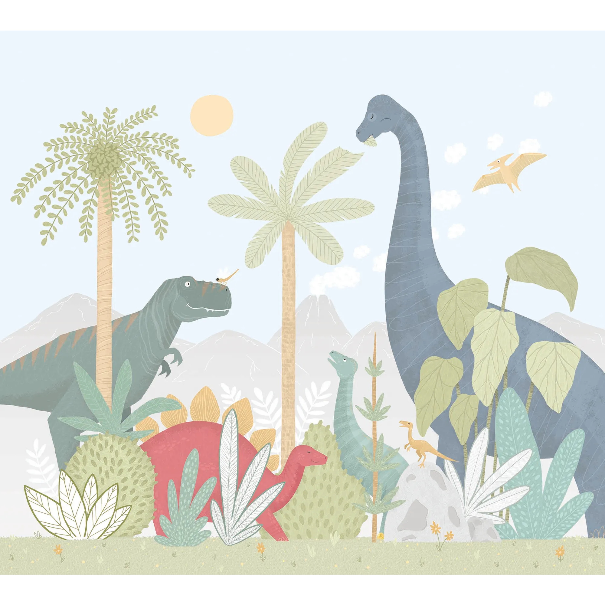 4MURS Papier peint panoramique XL HAPPY DINO 300 x 270 cm - 4MURS