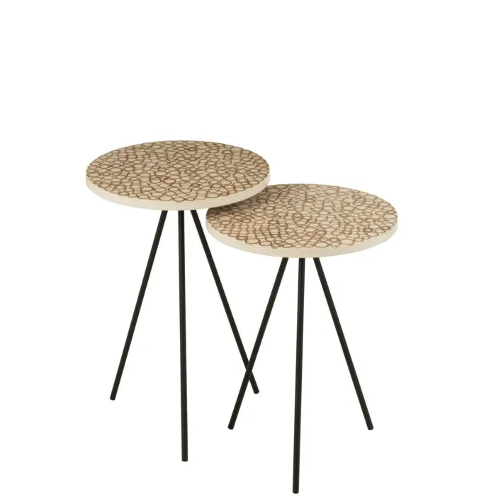 Zomerique, tables d'appoint modernes, résine marron et blanc