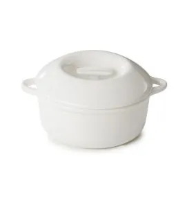 Cocotte avec couvercle pour induction rond Blanc albâtre porcelaine culinaire Ø 19 cm Bombance Revol