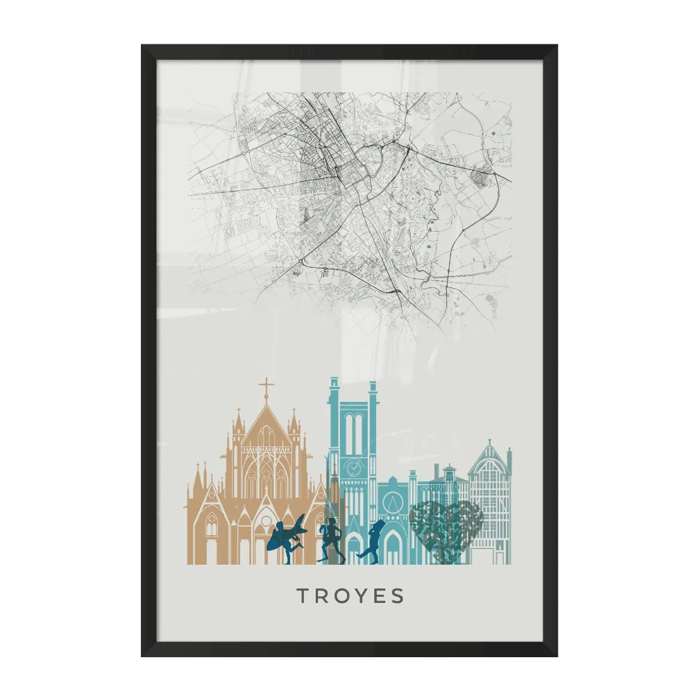4MURS Image encadrée MAP TROYES 40 x 60 cm - 4MURS