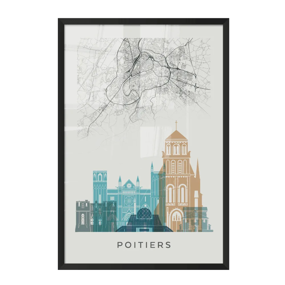 4MURS Image encadrée MAP POITIERS 40 x 60 cm - 4MURS