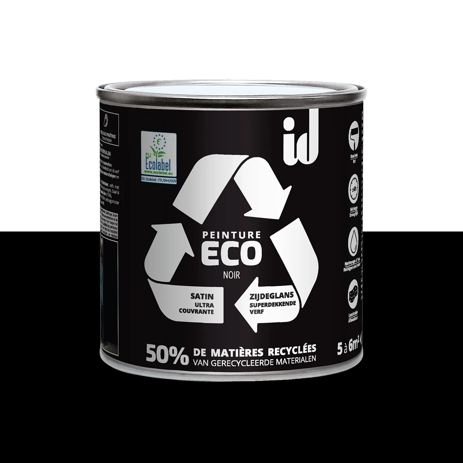 ECO ID Peinture ECO Peinture noir Satiné 0,5 L - 4MURS