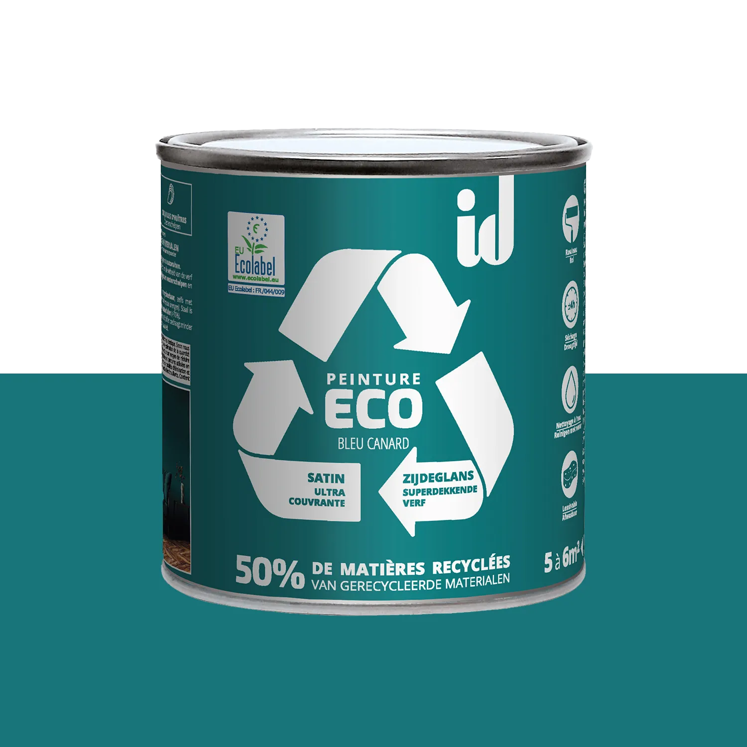 ECO ID Peinture ECO Peinture bleu canard Satiné 0,5 L - 4MURS