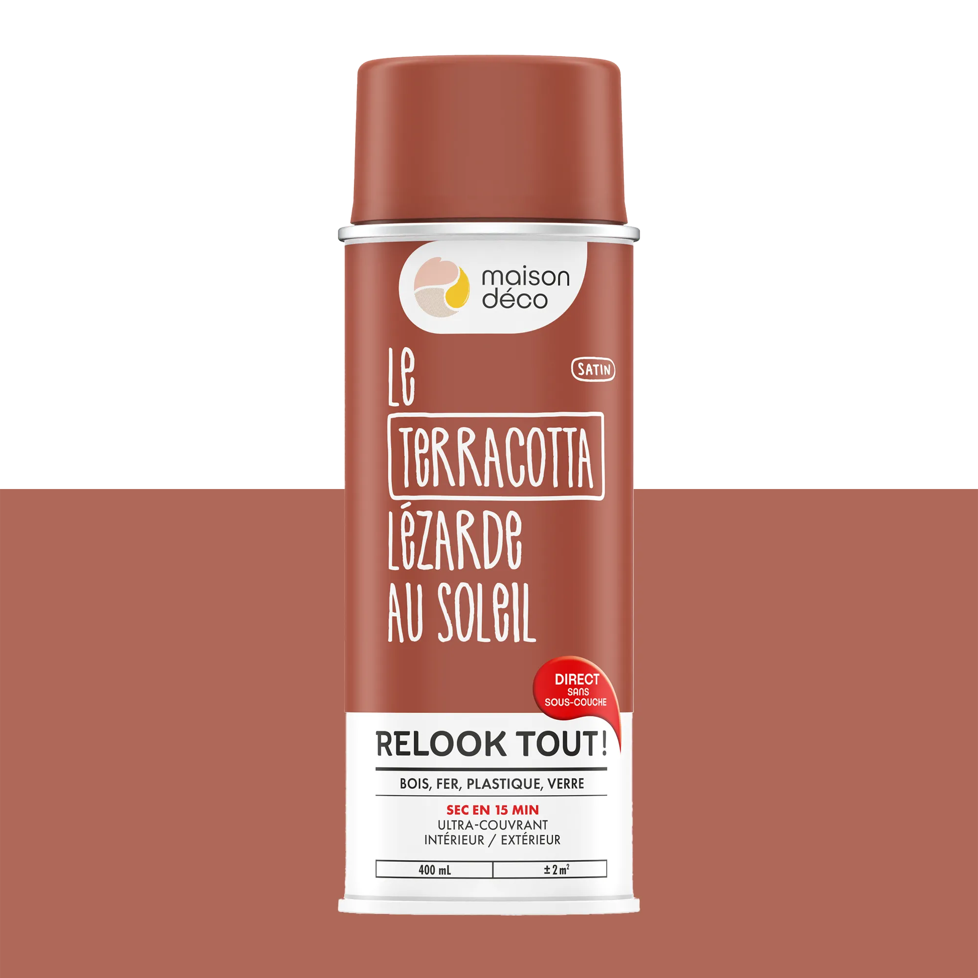 Relook tout aérosol Peinture Bombe de peinture terracotta Satiné 0,4 L