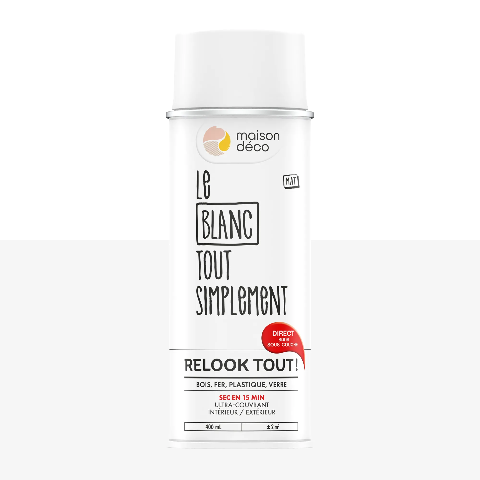 Relook tout aérosol Peinture Bombe de peinture blanc Satiné 0,4 L