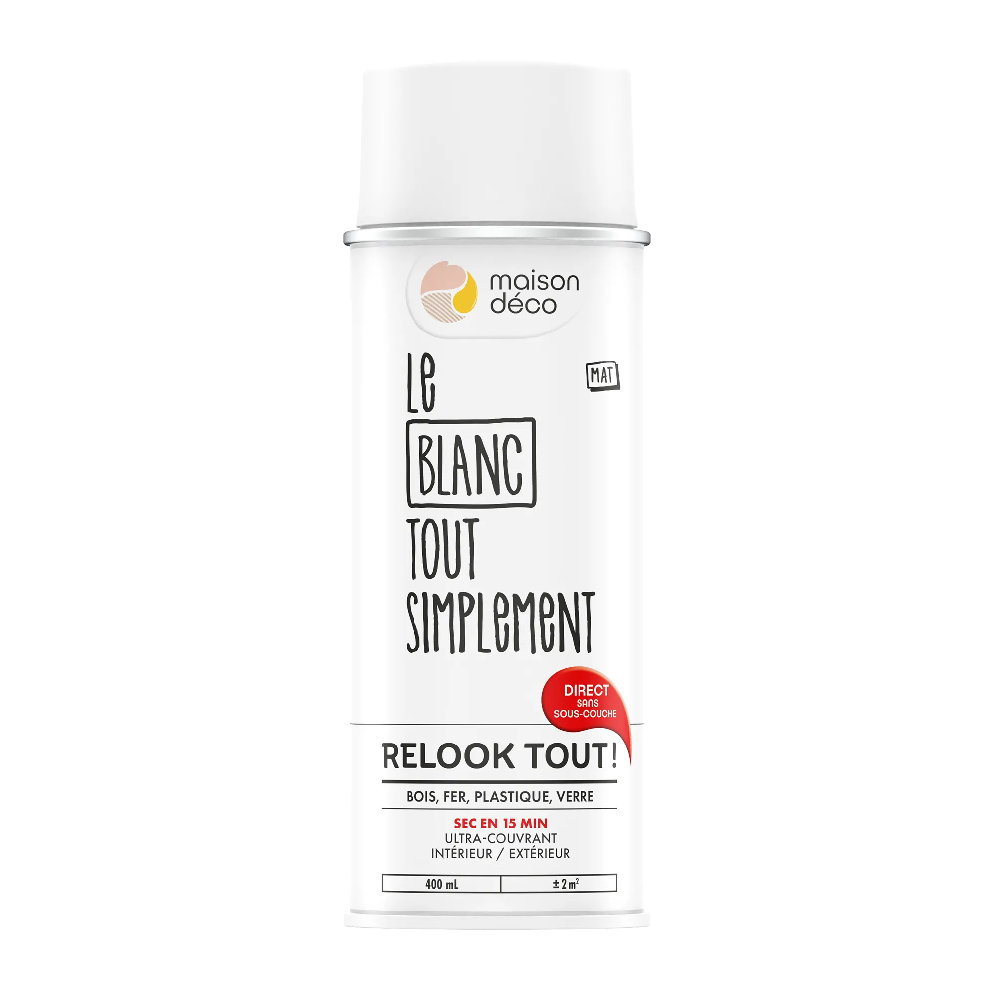 Relook tout aérosol Peinture Bombe de peinture blanc 0,4 ML - 4MURS