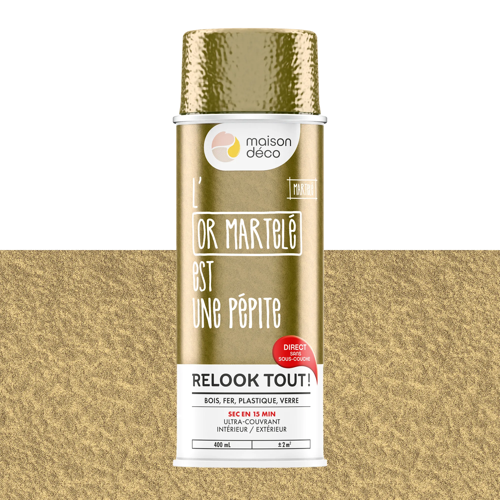 Relook tout aérosol Peinture Bombe de peinture or martelé Brillant 0,4 L