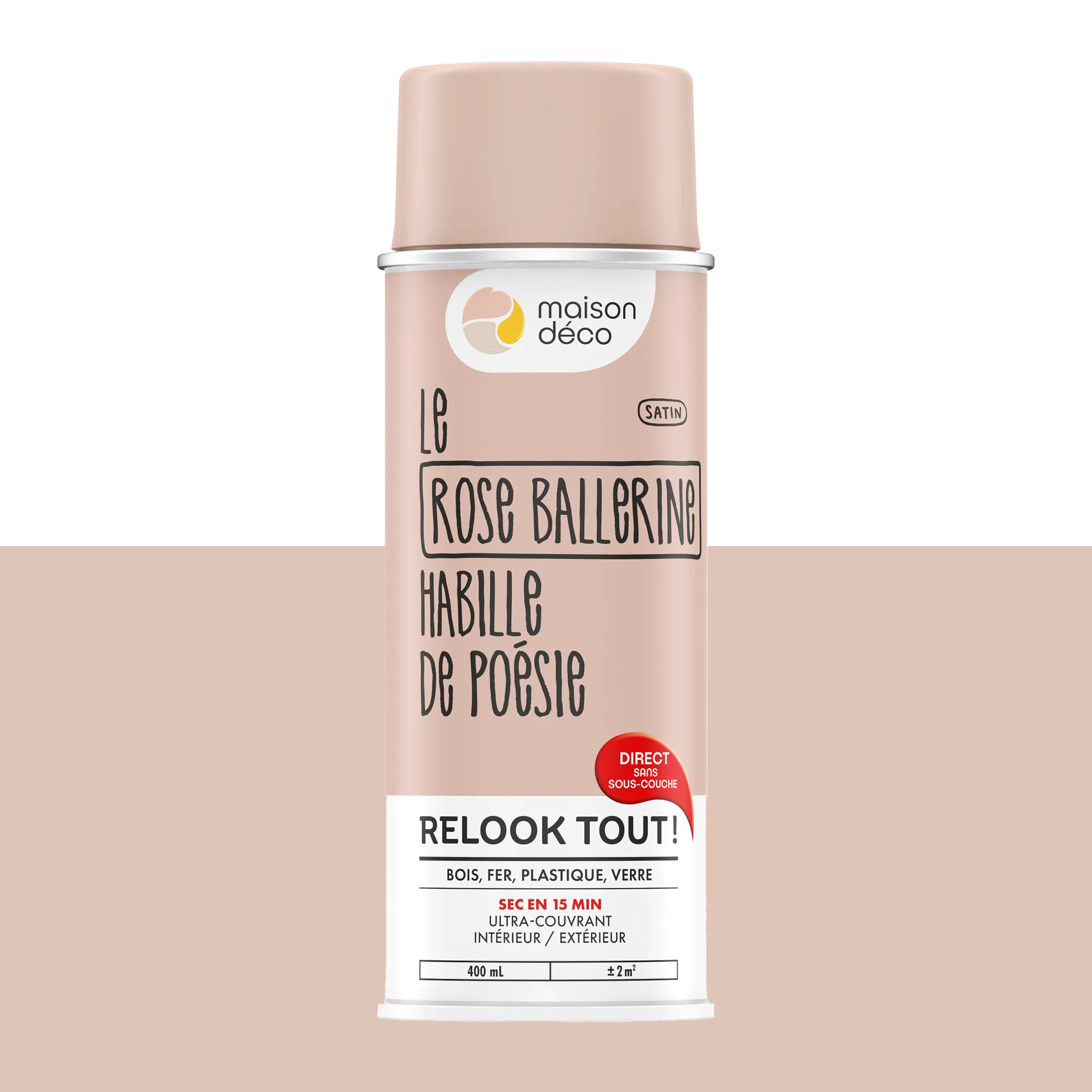 Relook tout aérosol Peinture Bombe de peinture rose ballerine Satiné 0,4 L