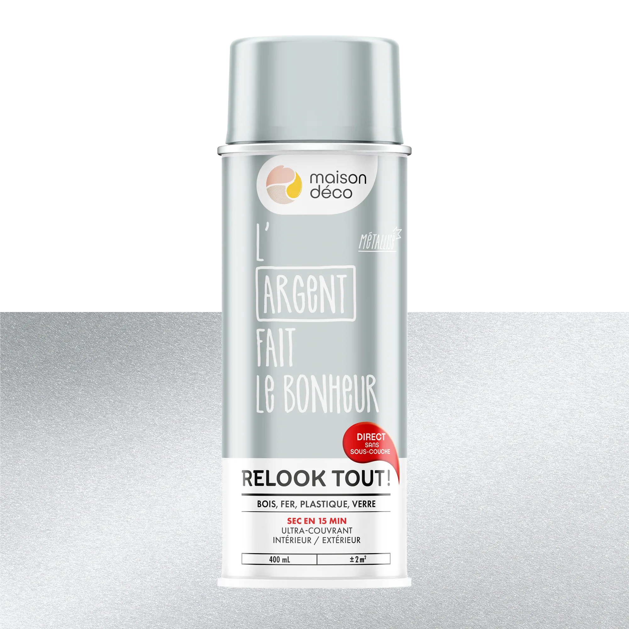 Relook tout aérosol Peinture Bombe de peinture argent Brillant 0,4 L