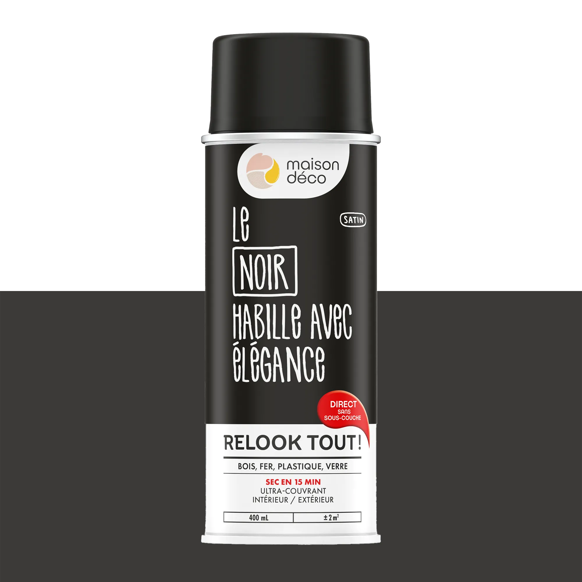 Relook tout aérosol Peinture Bombe de peinture noir Satiné 0,4 L