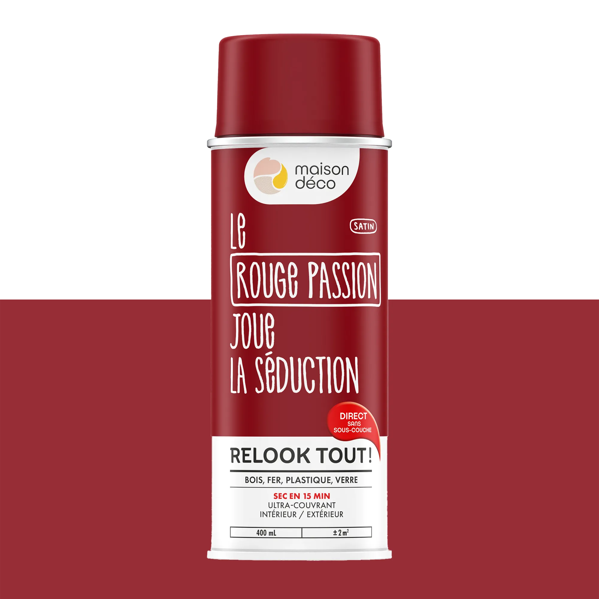 Relook tout aérosol Peinture Bombe de peinture rouge passion Satiné 0,4 L