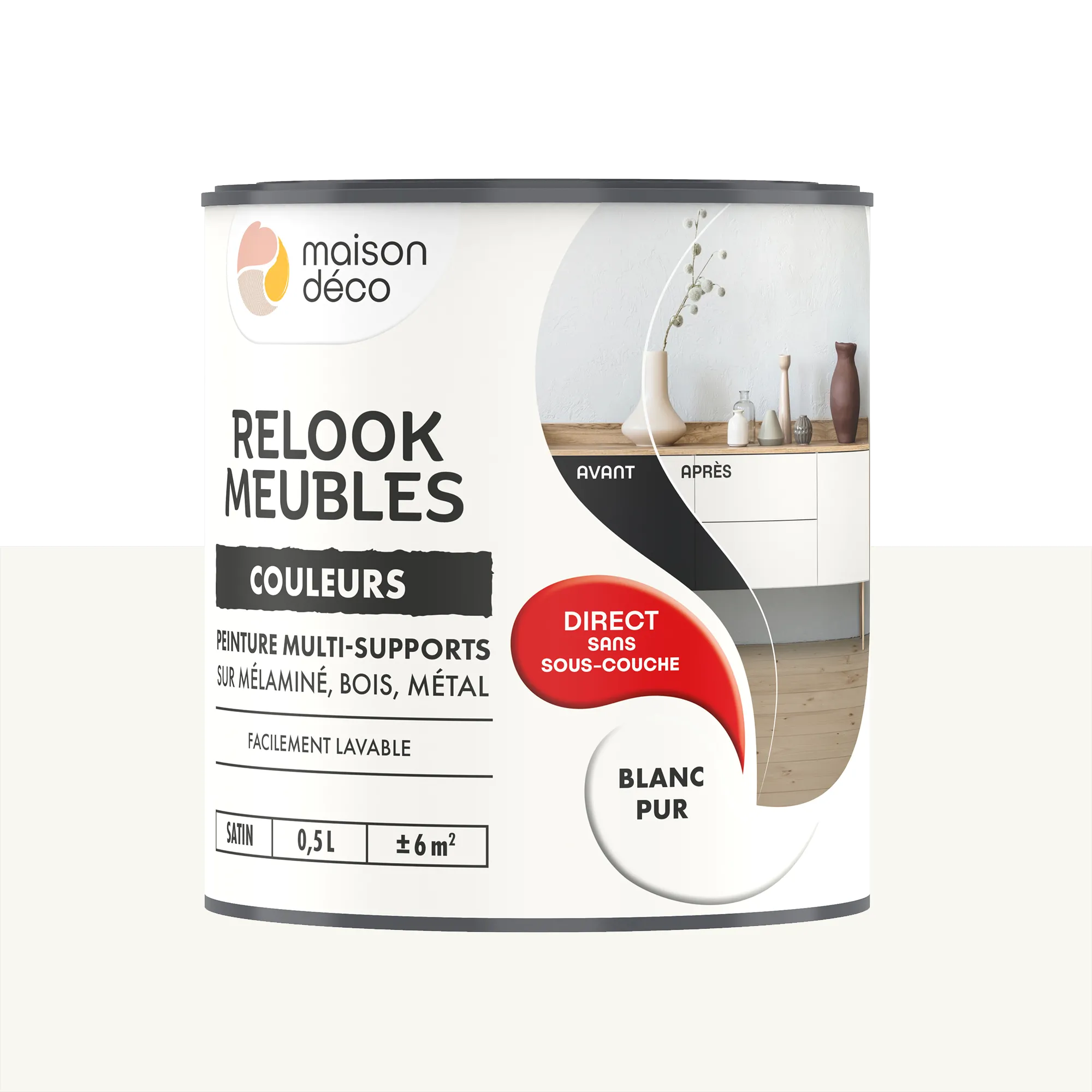 Relook meubles couleurs Peinture RELOOK MEUBLES Peinture blanc Satiné 0,5 L