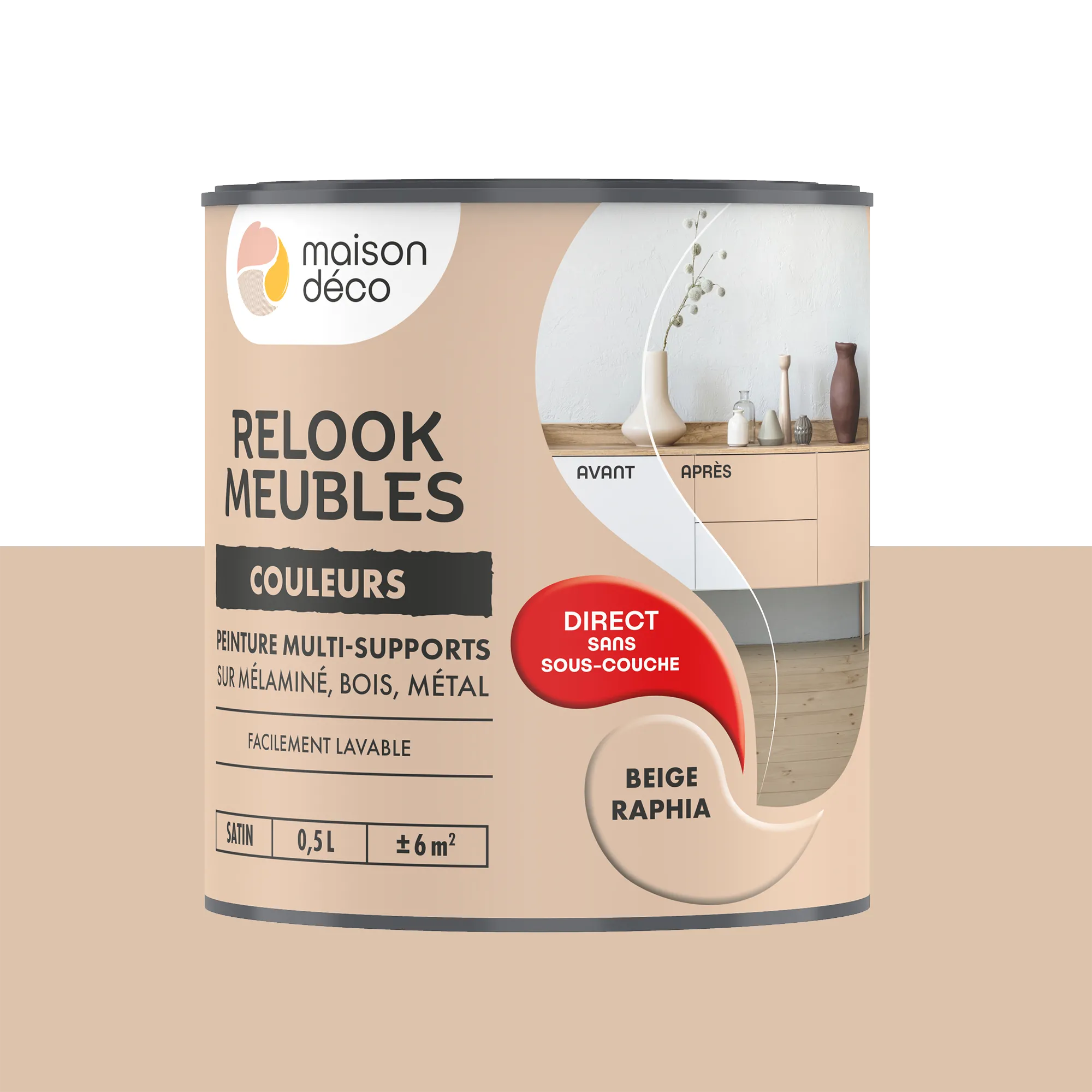 Relook meubles couleurs Peinture RELOOK MEUBLES Peinture beige raphia Satiné 0,5 L