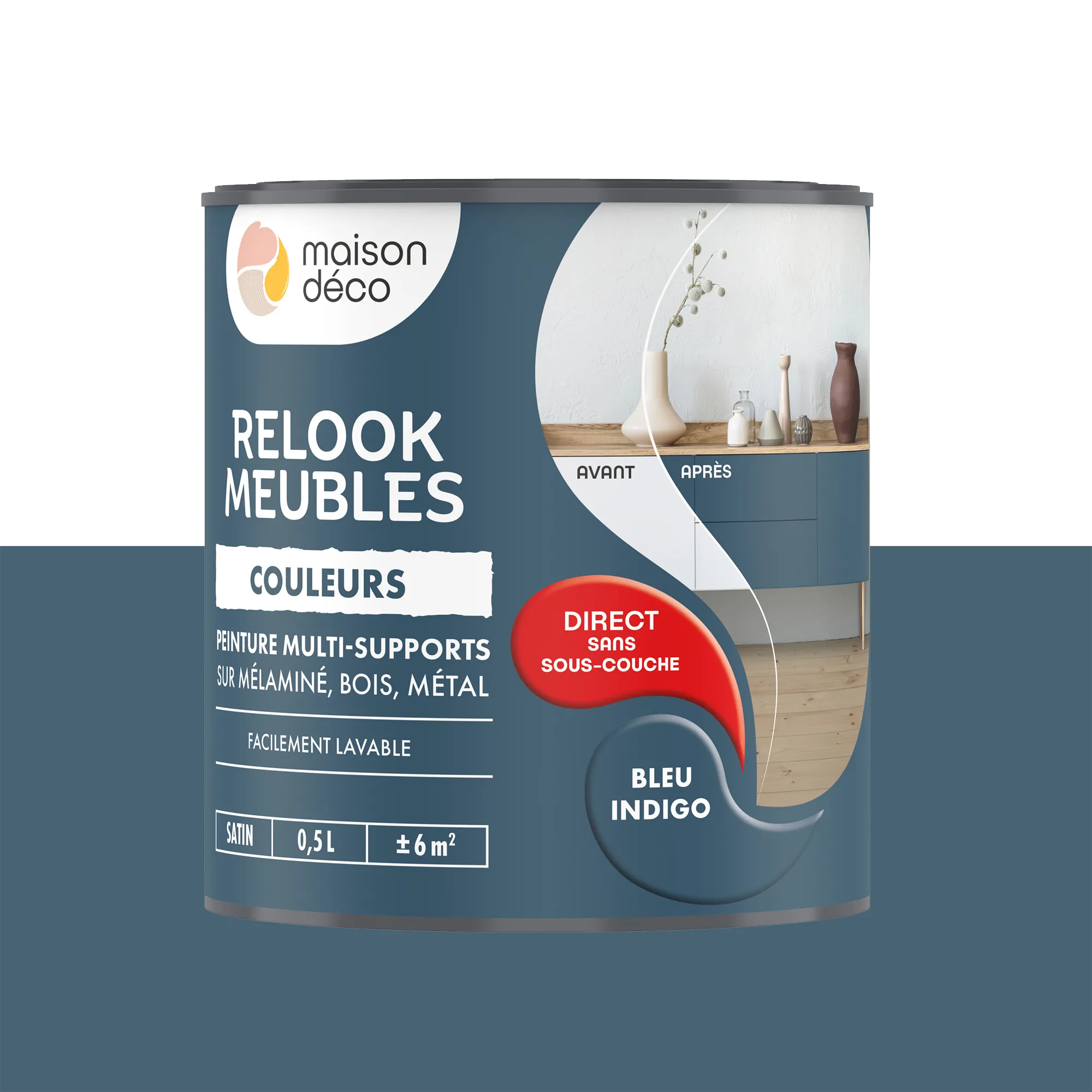 Relook meubles couleurs Peinture RELOOK MEUBLES Peinture bleu indigo Satiné 0,5 L