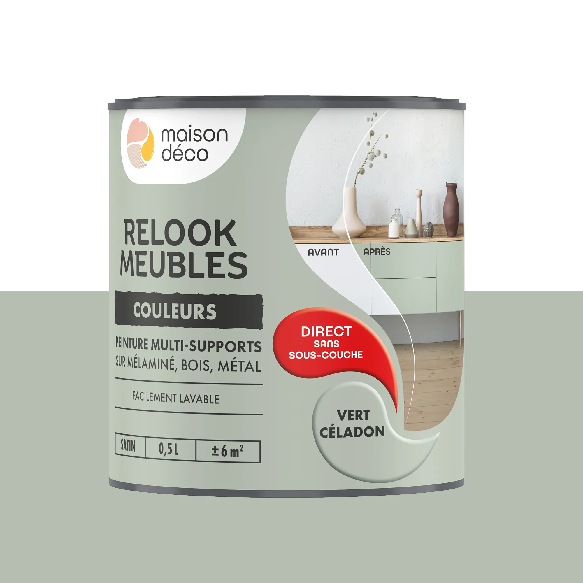 Relook meubles couleurs Peinture RELOOK MEUBLES Peinture vert céladon Satiné 0,5 L