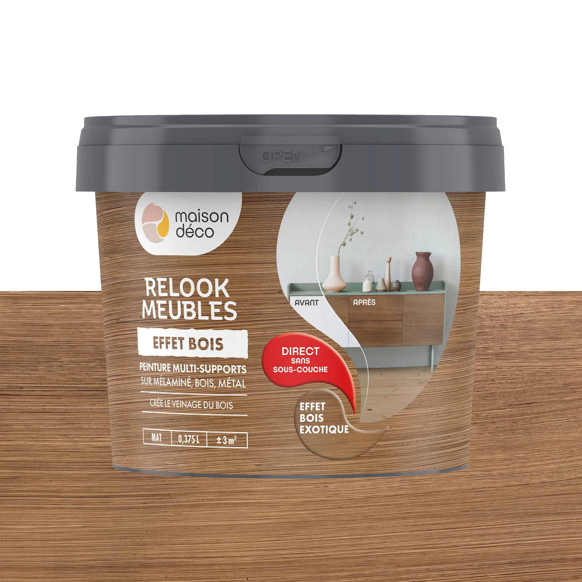 Relook meubles effet bois Peinture Peinture bois exotique 0,38 L