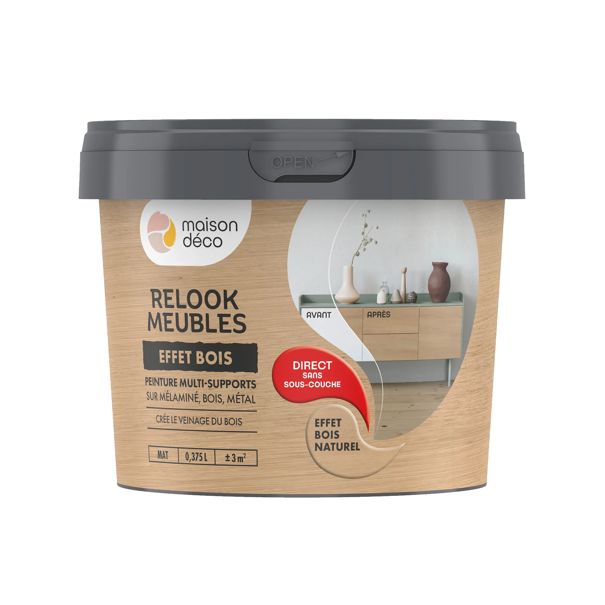 Relook meubles effet bois Peinture Peinture bois naturel 0,38 L