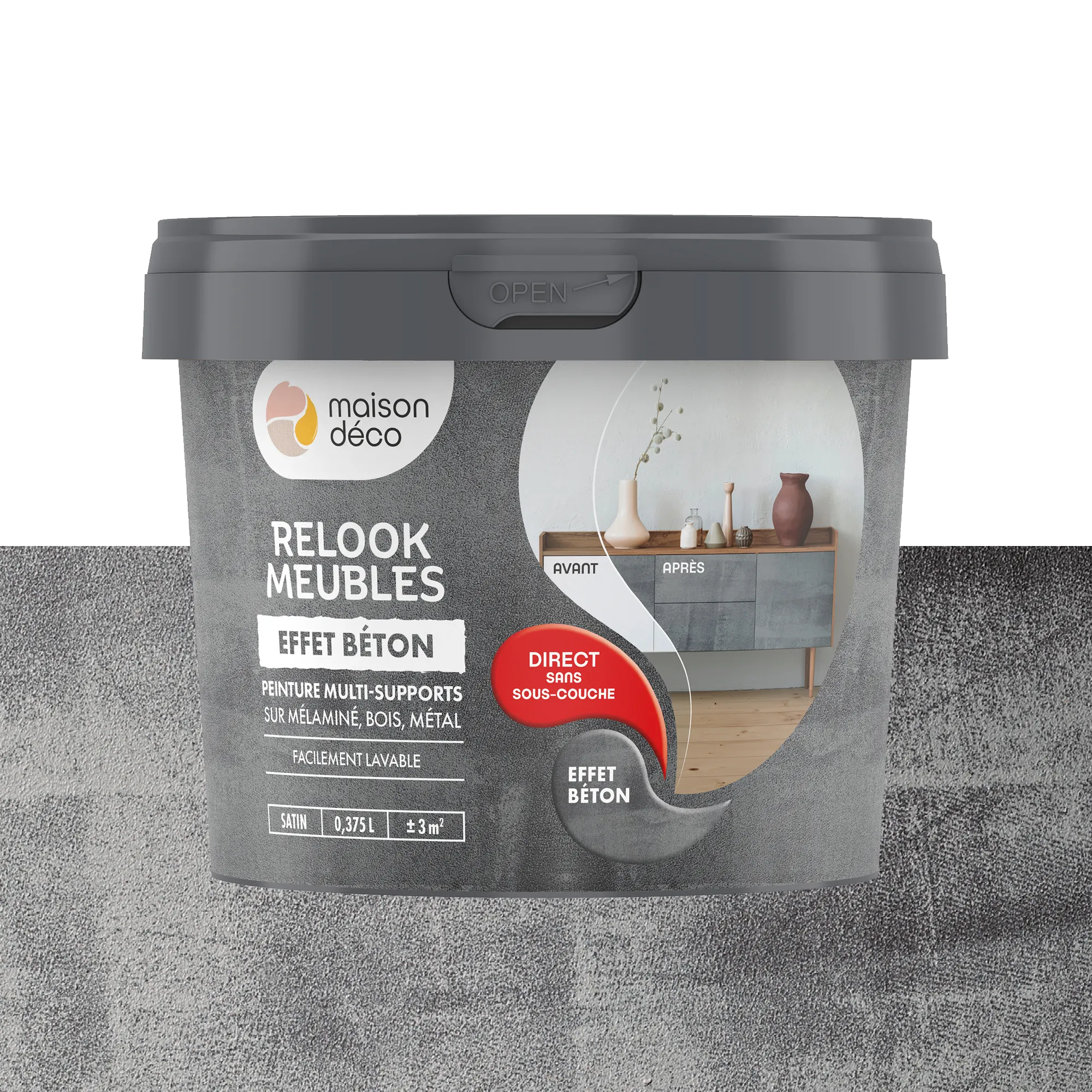 Relook meubles effet bois Peinture Peinture effet béton Satiné 0,38 L