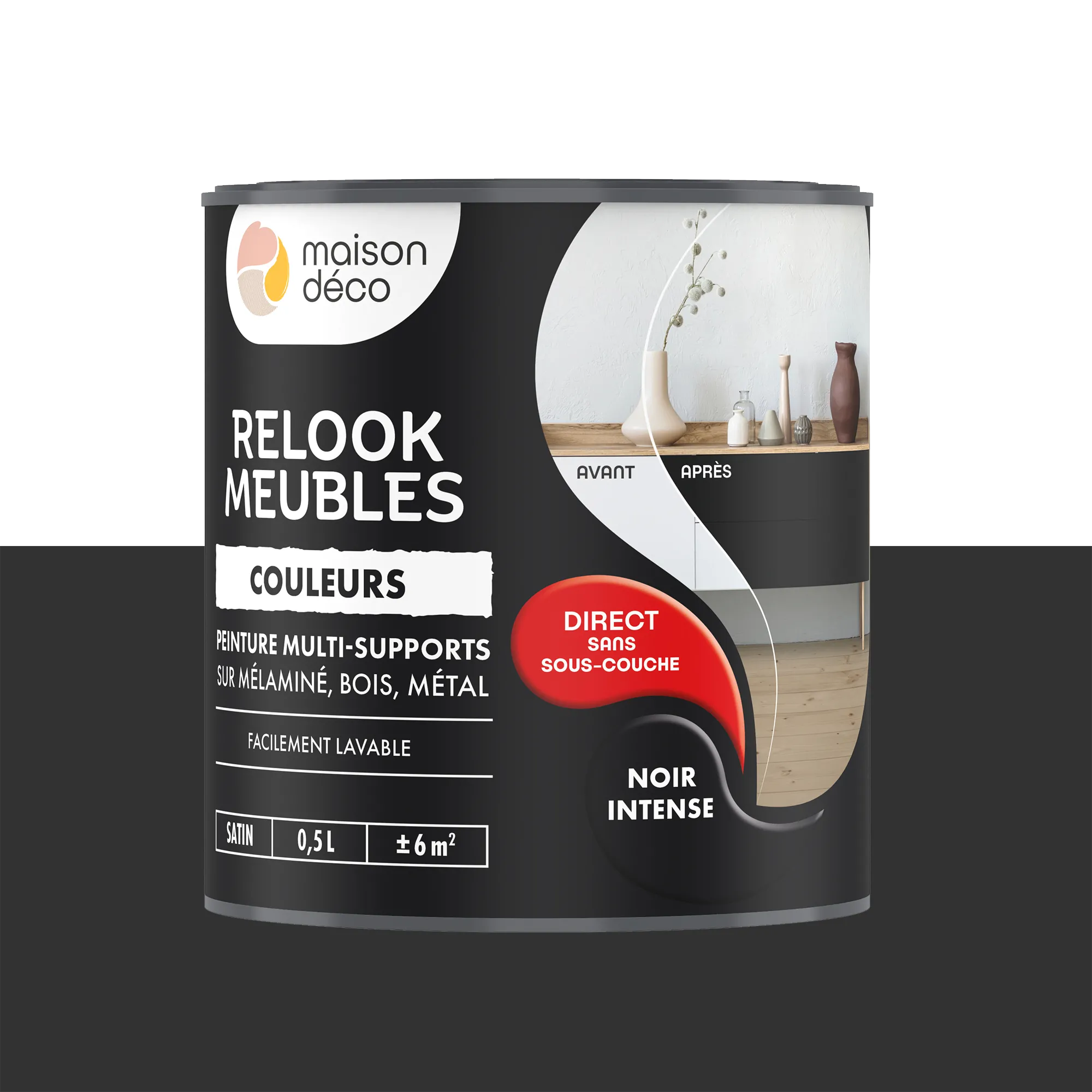 Relook meubles couleurs Peinture RELOOK MEUBLES Peinture noir intense Satiné 0,5 L