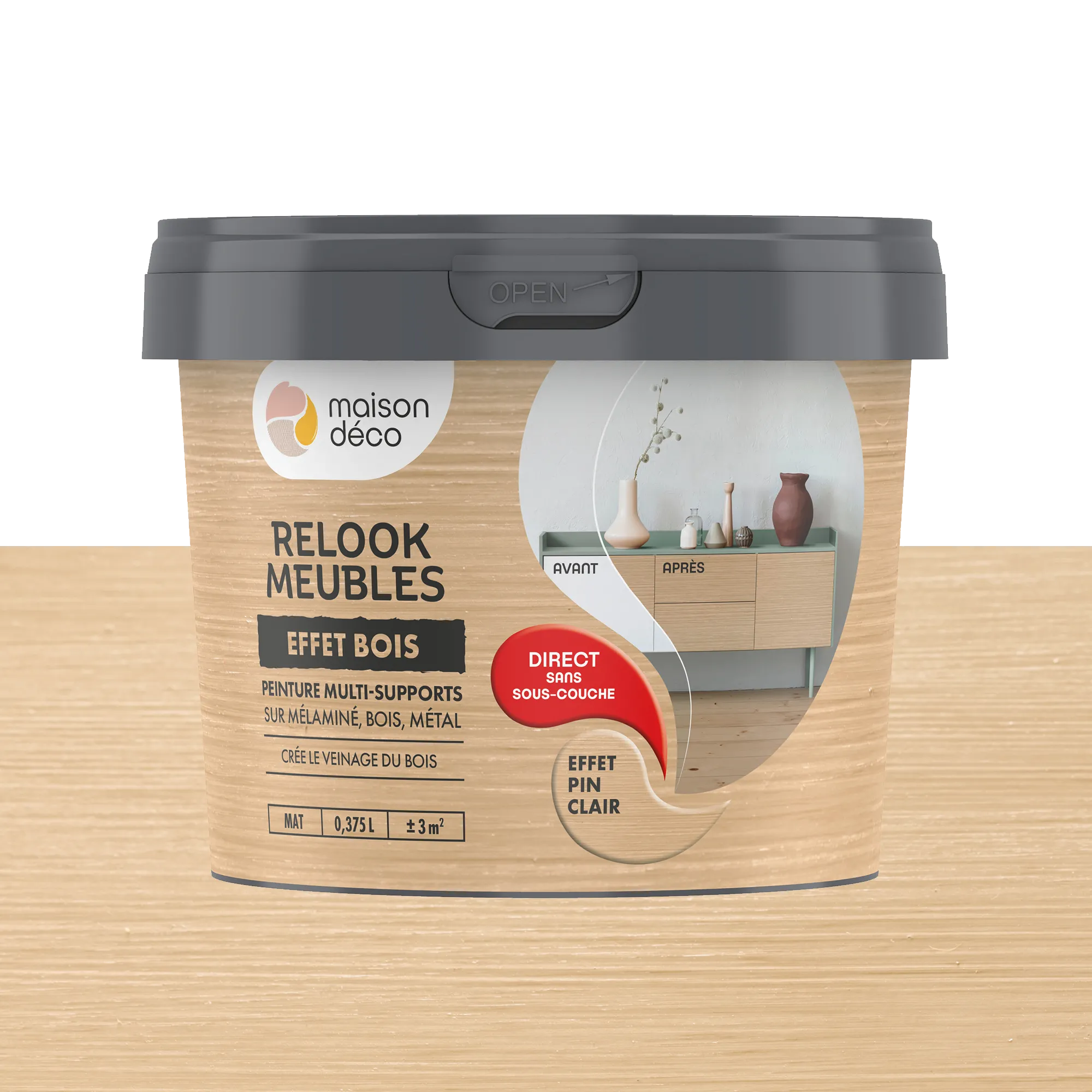 Relook meubles effet bois Peinture Peinture pin clair 0,38 L - 4MURS