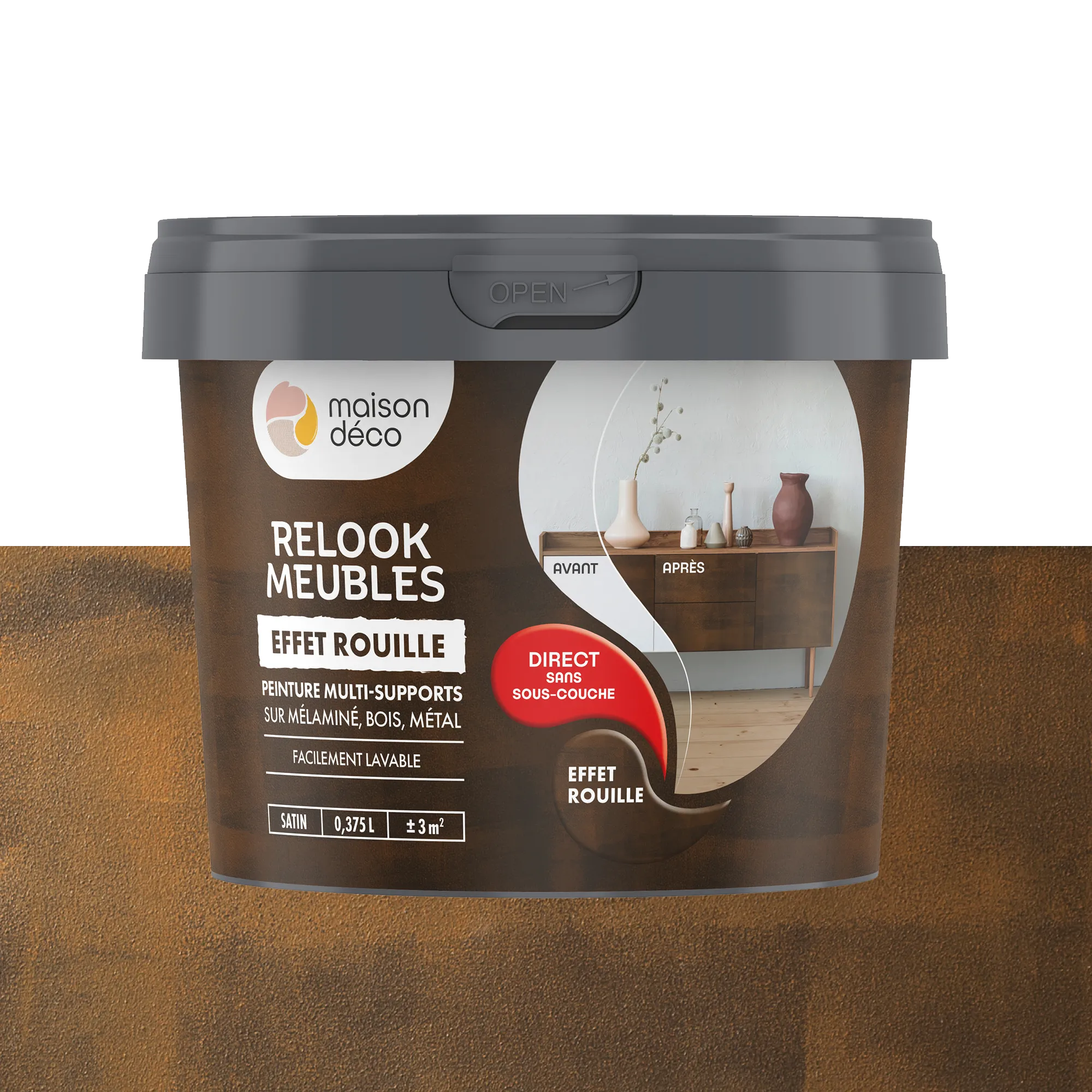 Relook meubles effet bois Peinture Peinture rouille Satiné 0,38 L