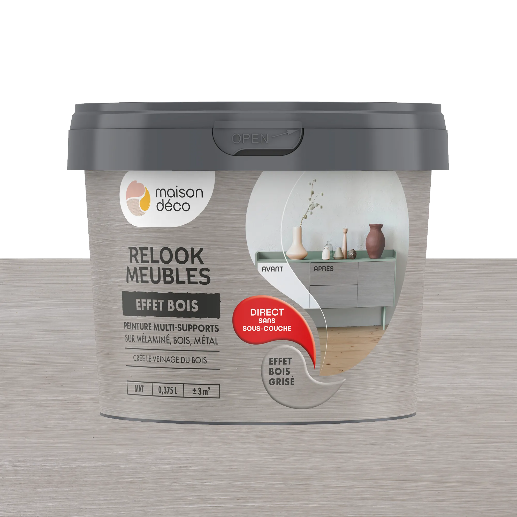 Relook meubles effet bois Peinture Peinture bois grisé 0,38 L - 4MURS