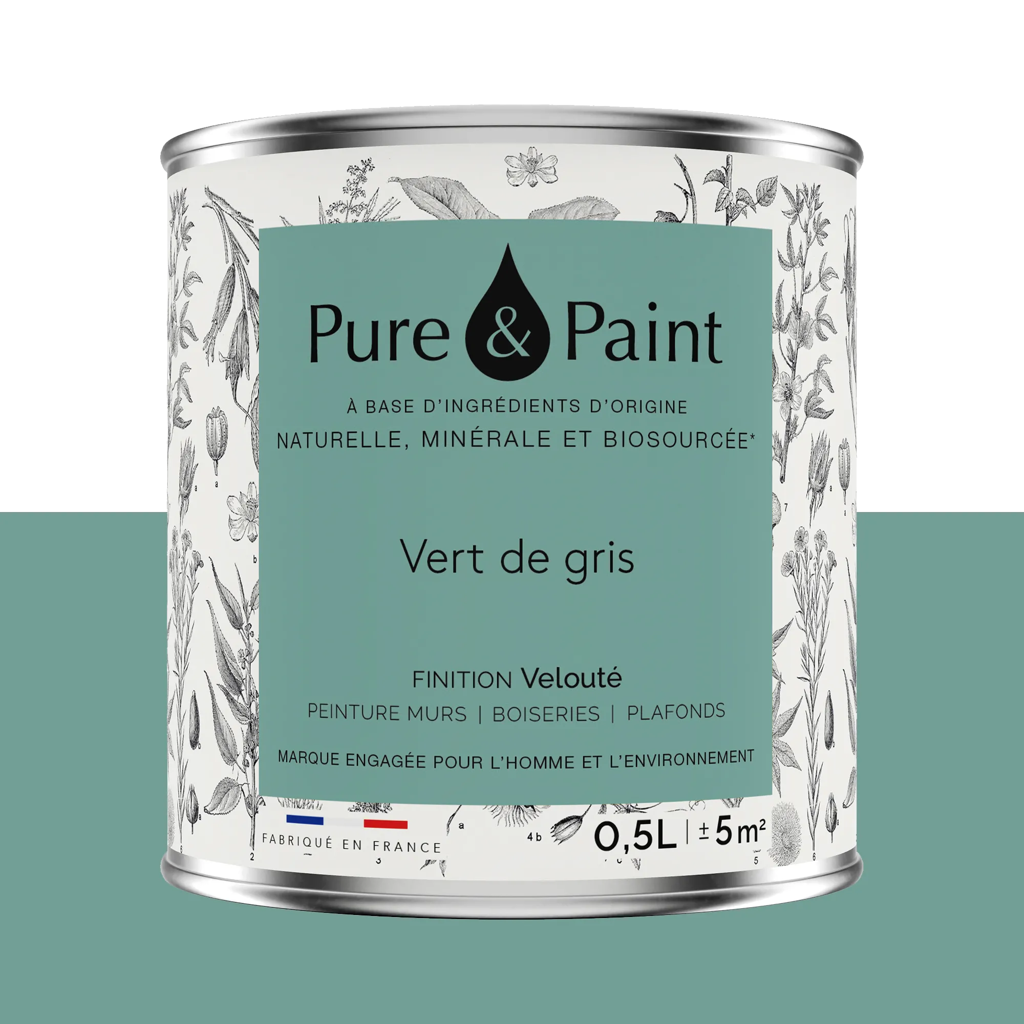 Pure and Paint Peinture Peinture vert de gris 0,5 L - 4MURS