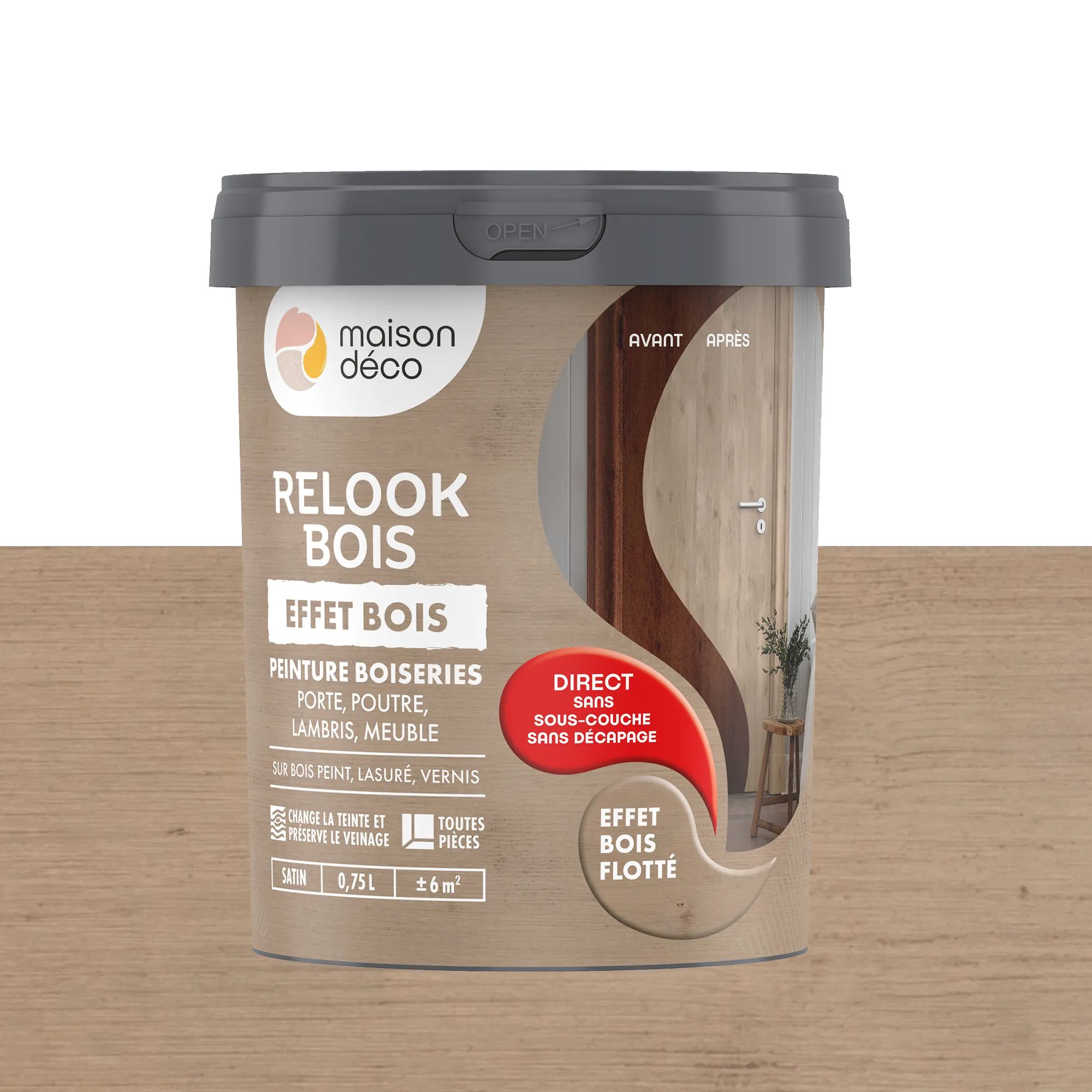 Relook bois effet bois Peinture Peinture bois flotté Satiné 0,75 L